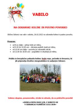 vabilo- odranske koline in pustna povorka 2022